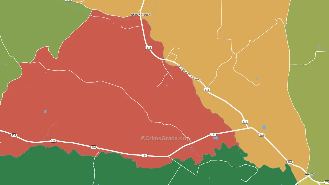 Morgantown, OH Map of Robbery Rates