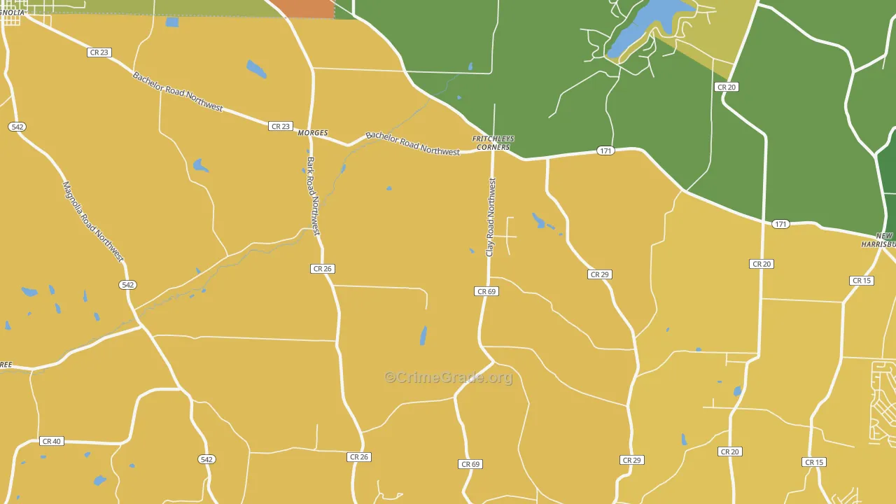 Morges, OH Map of Robbery Rates