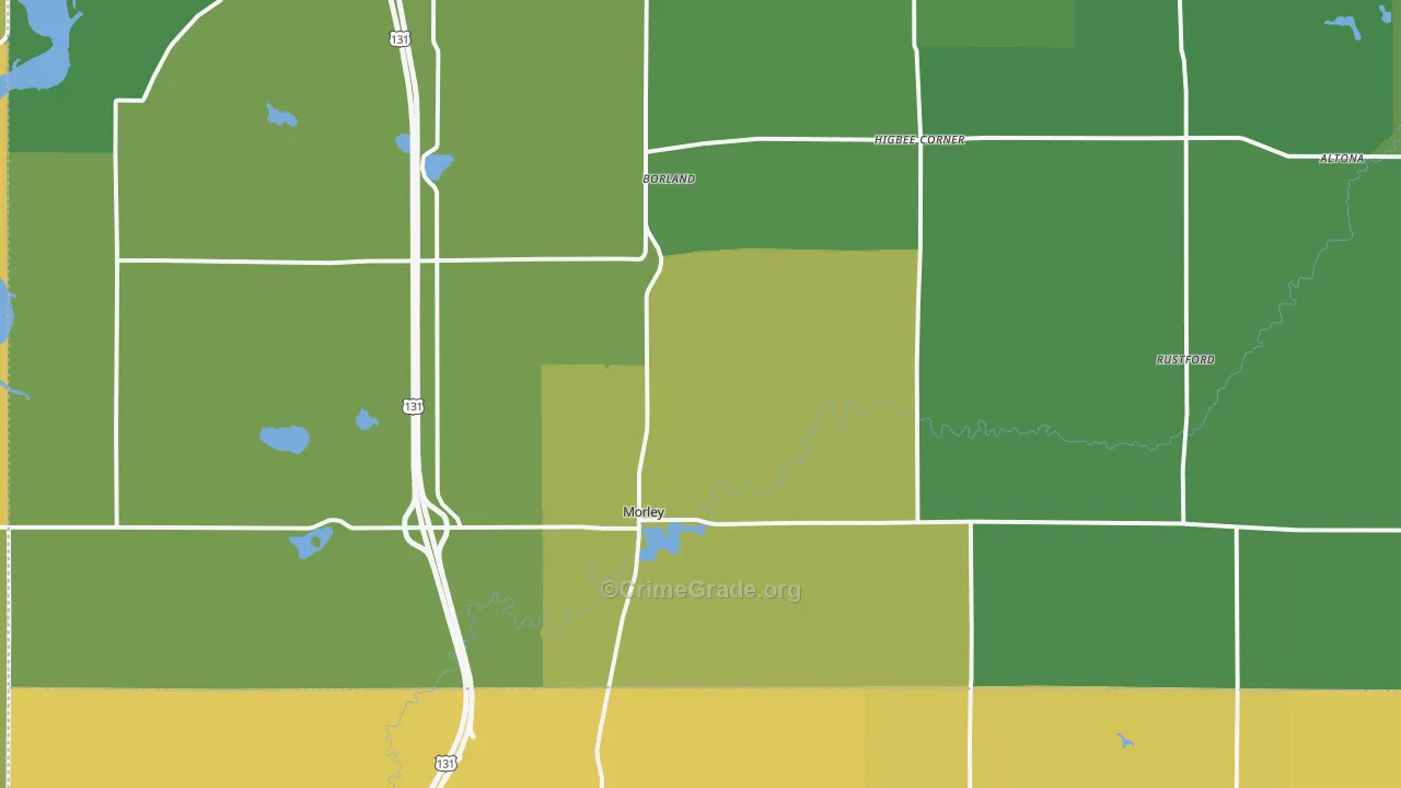 Morley, MI Map of Robbery Rates