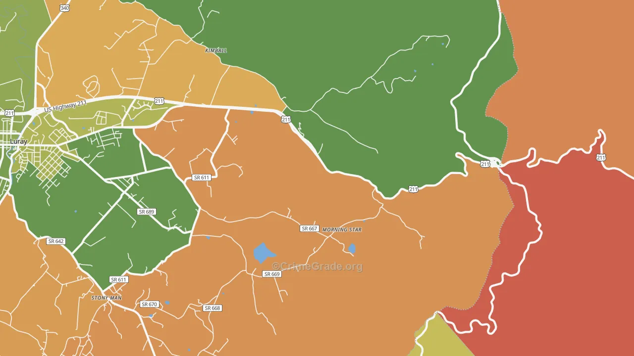 Morning Star, VA Map of Robbery Rates