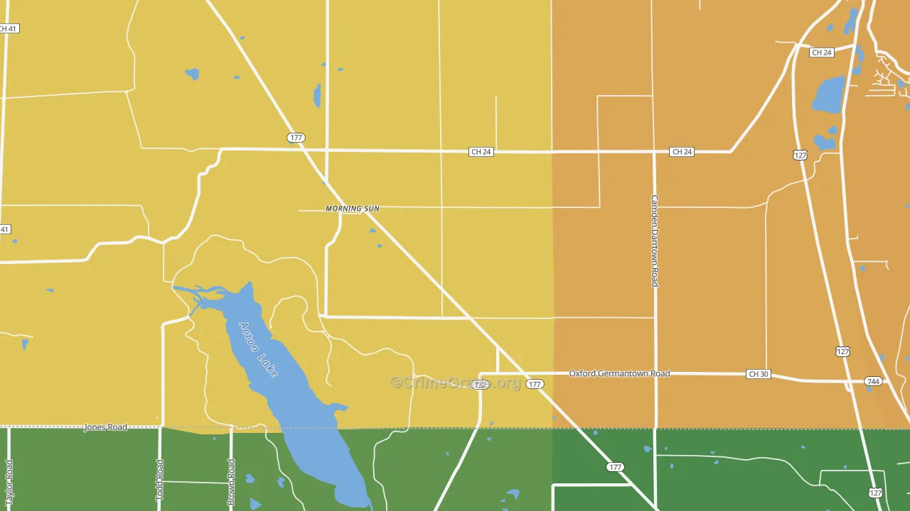 Morning Sun, OH Map of Robbery Rates