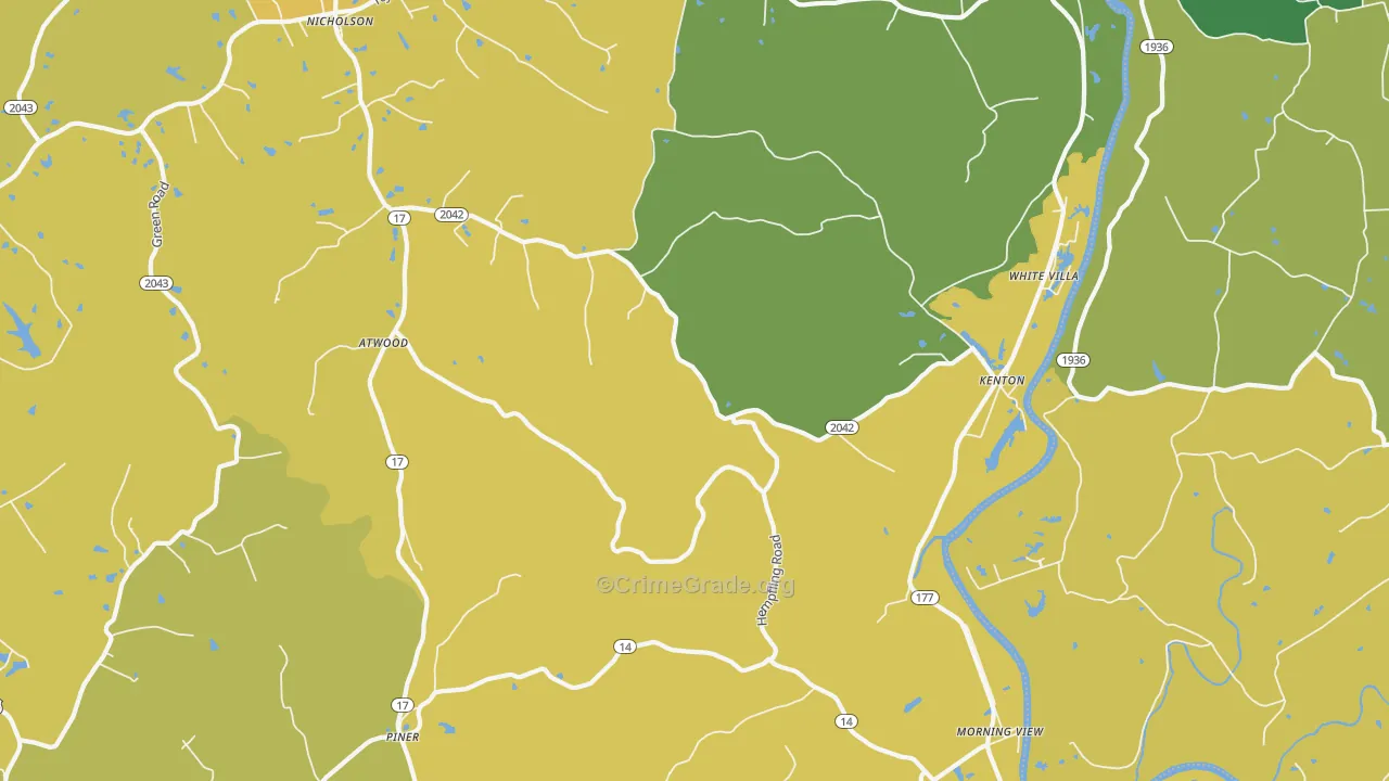 Morning View, KY Map of Robbery Rates