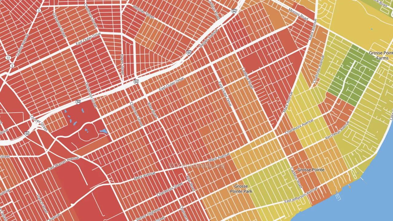 Morningside, Detroit, MI Map of Robbery Rates