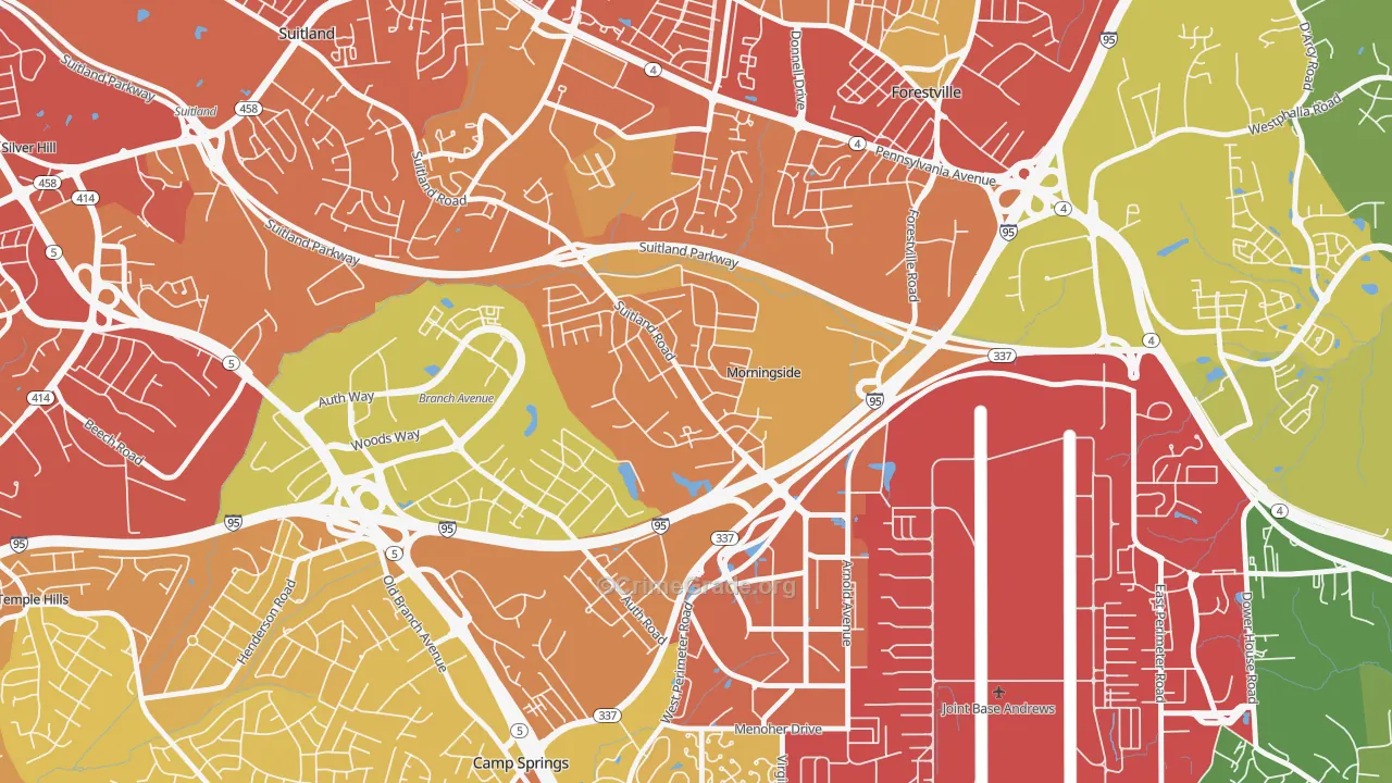 Morningside, MD Map of Robbery Rates