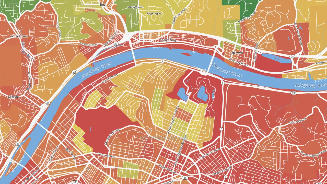 Morningside, Pittsburgh, PA Map of Robbery Rates