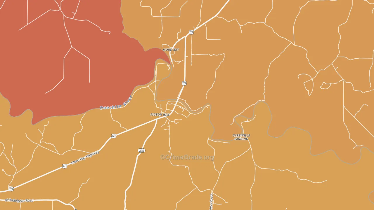 Moro Bay, AR Map of Robbery Rates