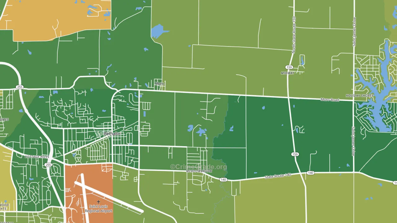 Moro, IL Map of Robbery Rates