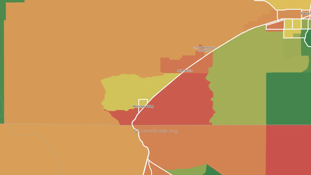 Morongo Valley, CA Map of Robbery Rates