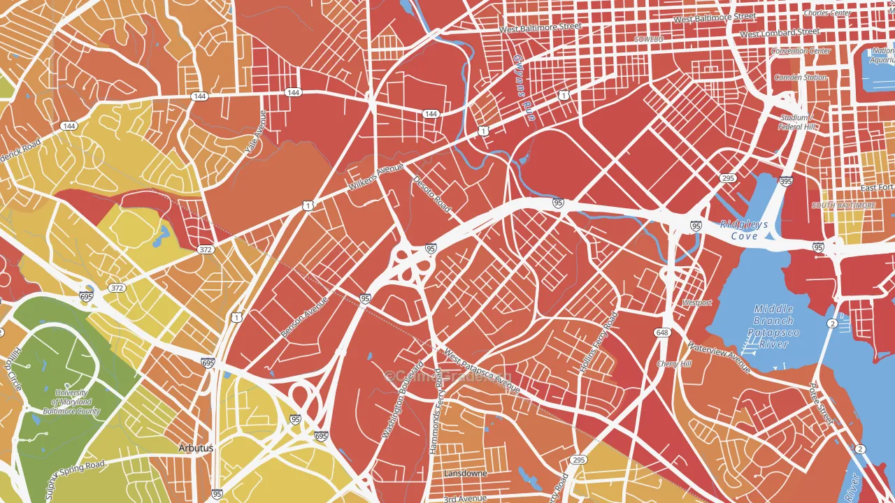 Morrell Park, Baltimore, MD Map of Robbery Rates