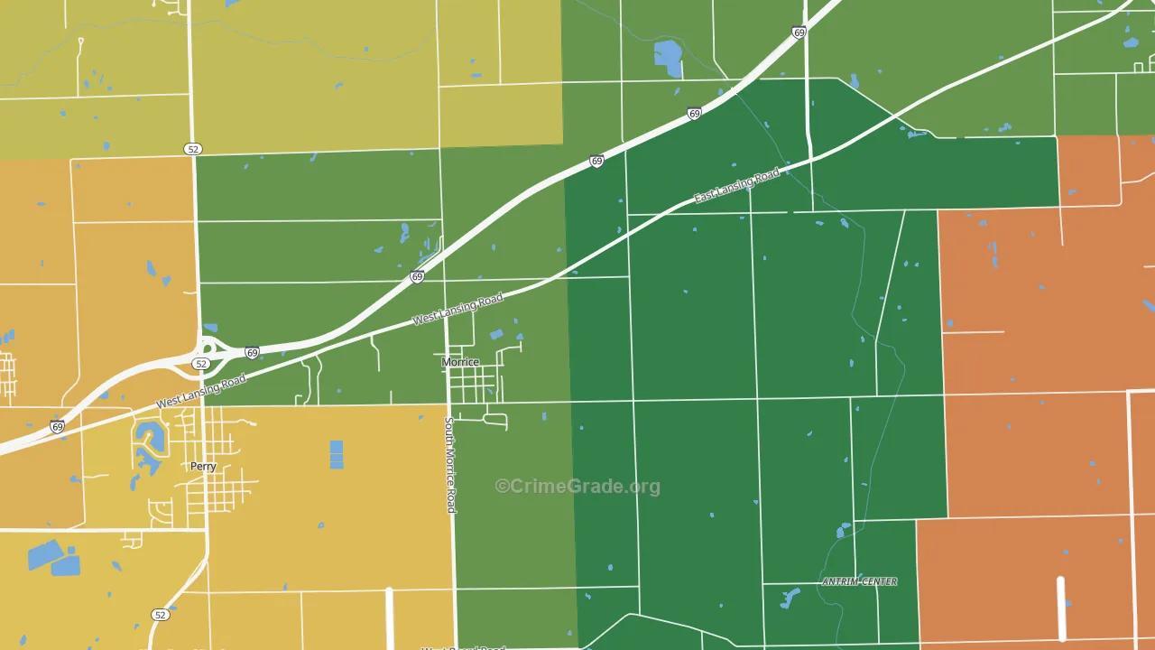 Morrice, MI Map of Robbery Rates