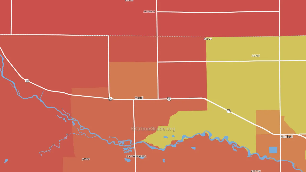 Morrill, NE Map of Robbery Rates