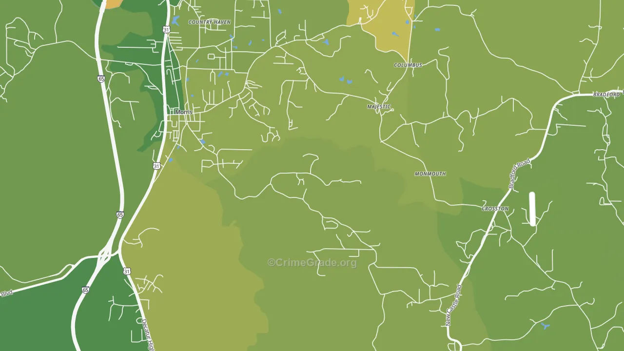 Morris, AL Map of Robbery Rates