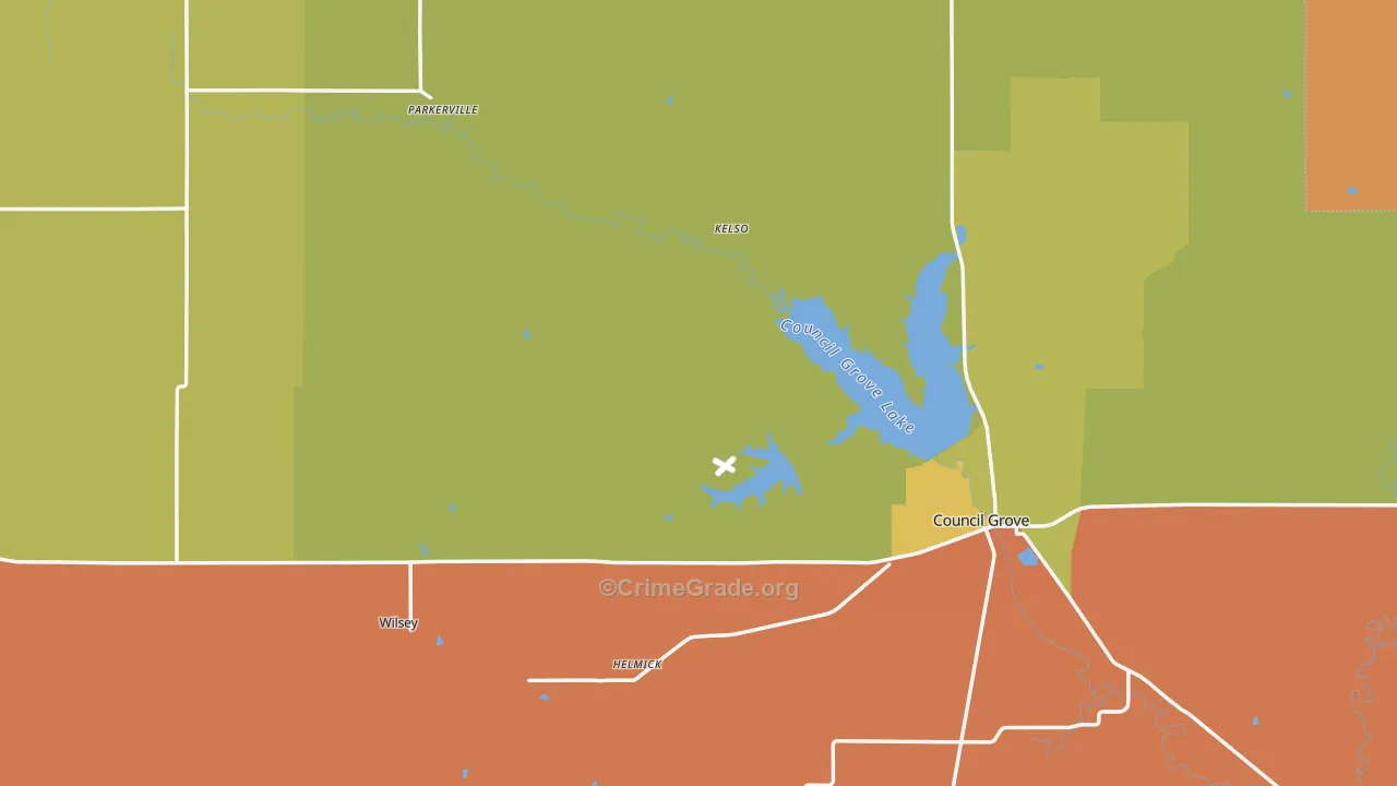 Morris County, KS Map of Robbery Rates