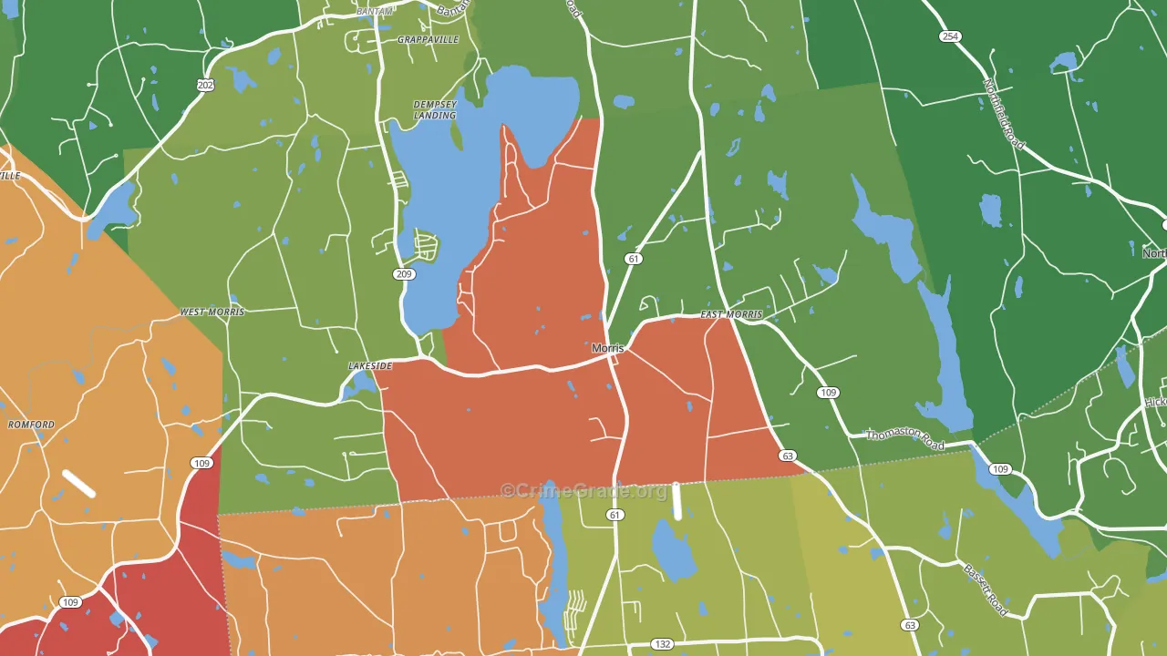 Morris, CT Map of Robbery Rates