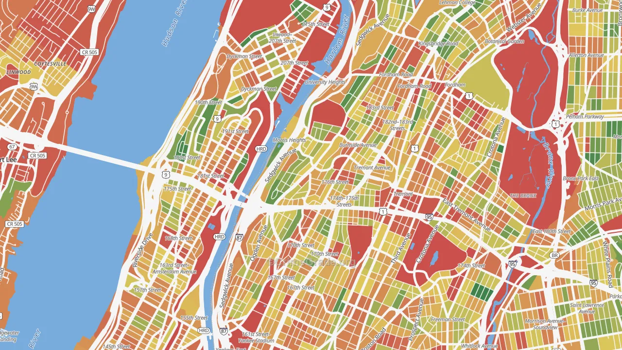 Morris Heights, Bronx, NY Map of Robbery Rates