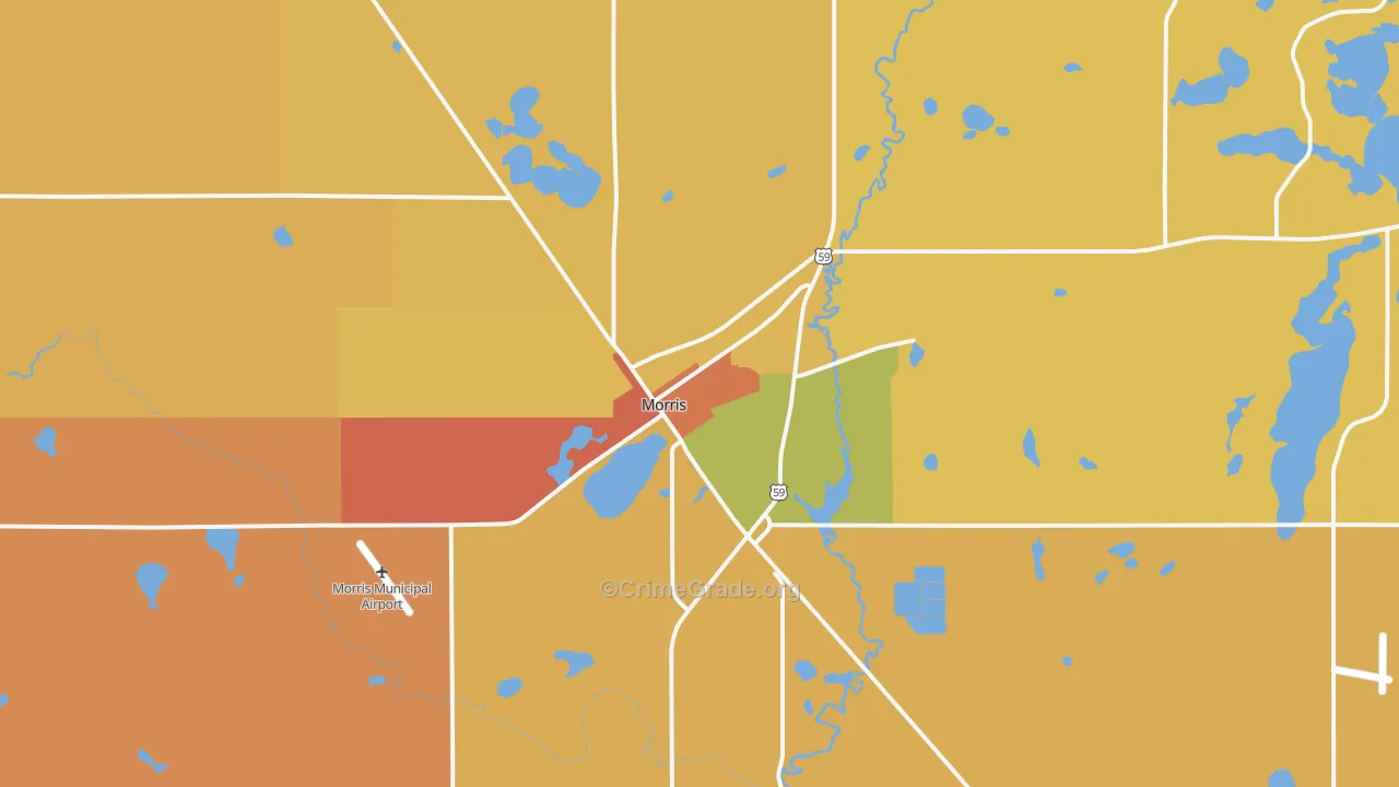 Morris, MN Map of Robbery Rates