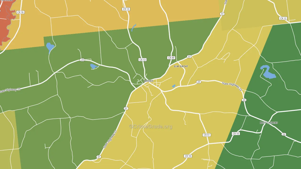 Morris, NY Map of Robbery Rates