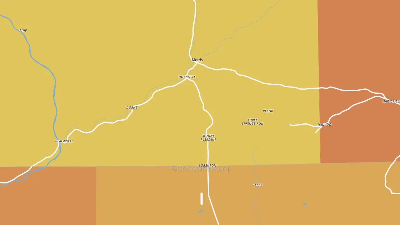 Morris, PA Map of Robbery Rates