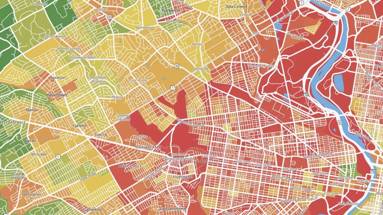 Morris Park, Philadelphia, PA Map of Robbery Rates