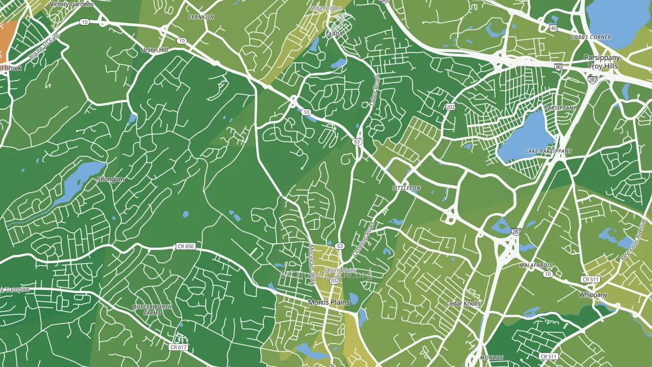 Morris Plains, NJ Map of Robbery Rates
