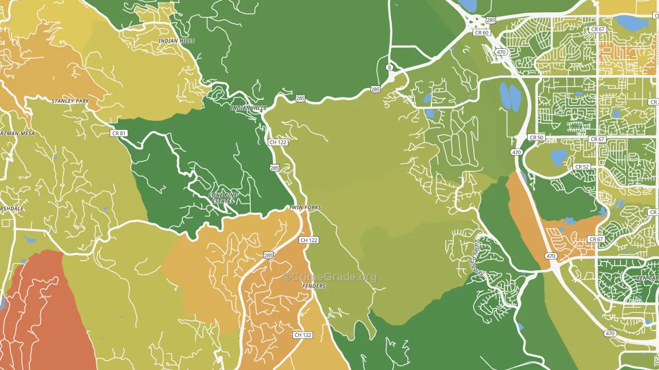 Morrison, CO Map of Robbery Rates