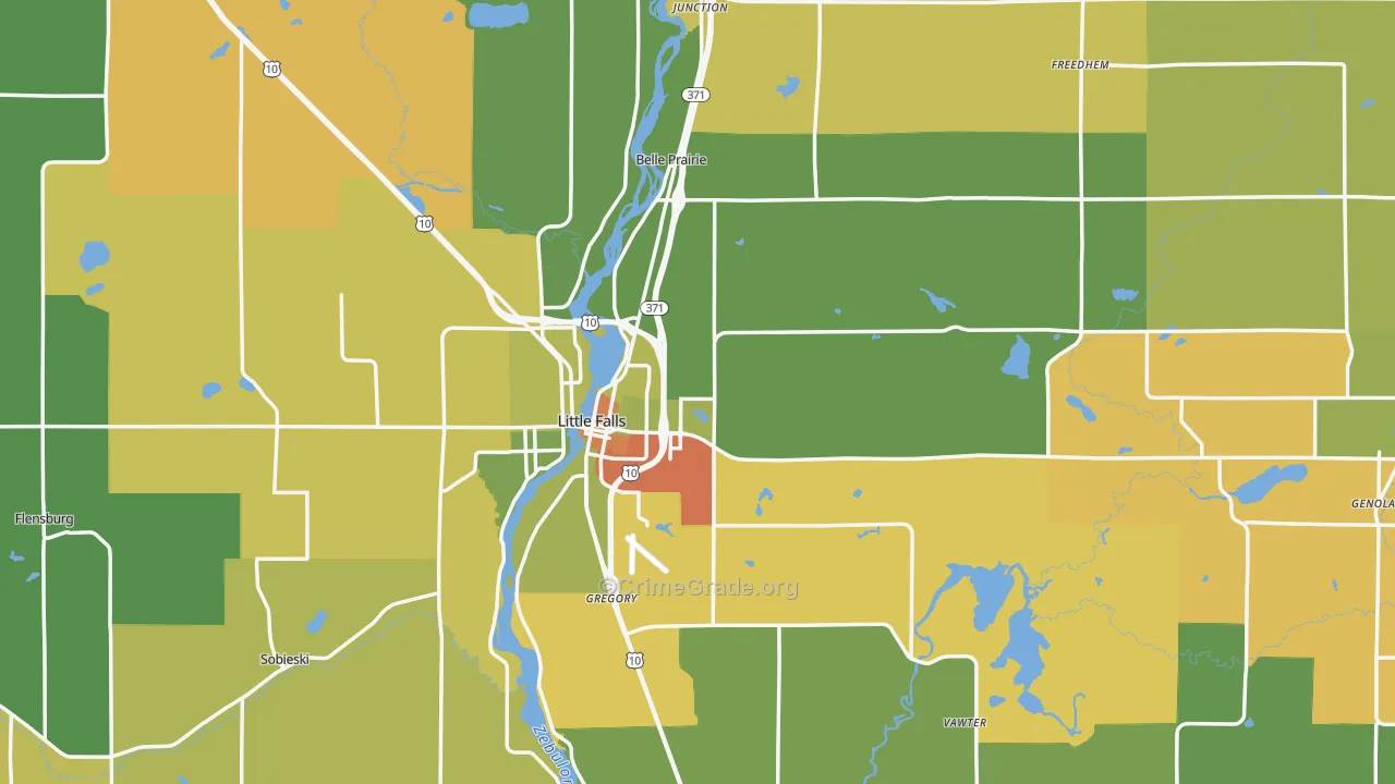 Morrison County, MN Map of Robbery Rates