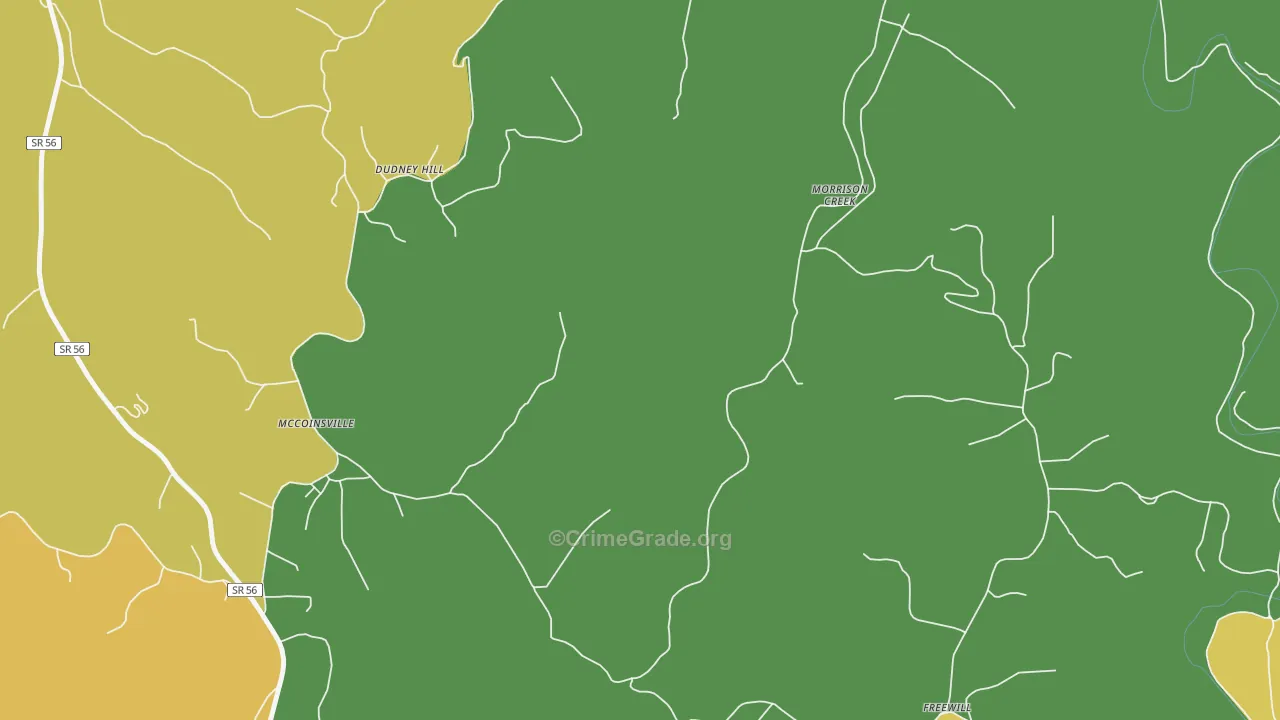 Morrison Creek, TN Map of Robbery Rates