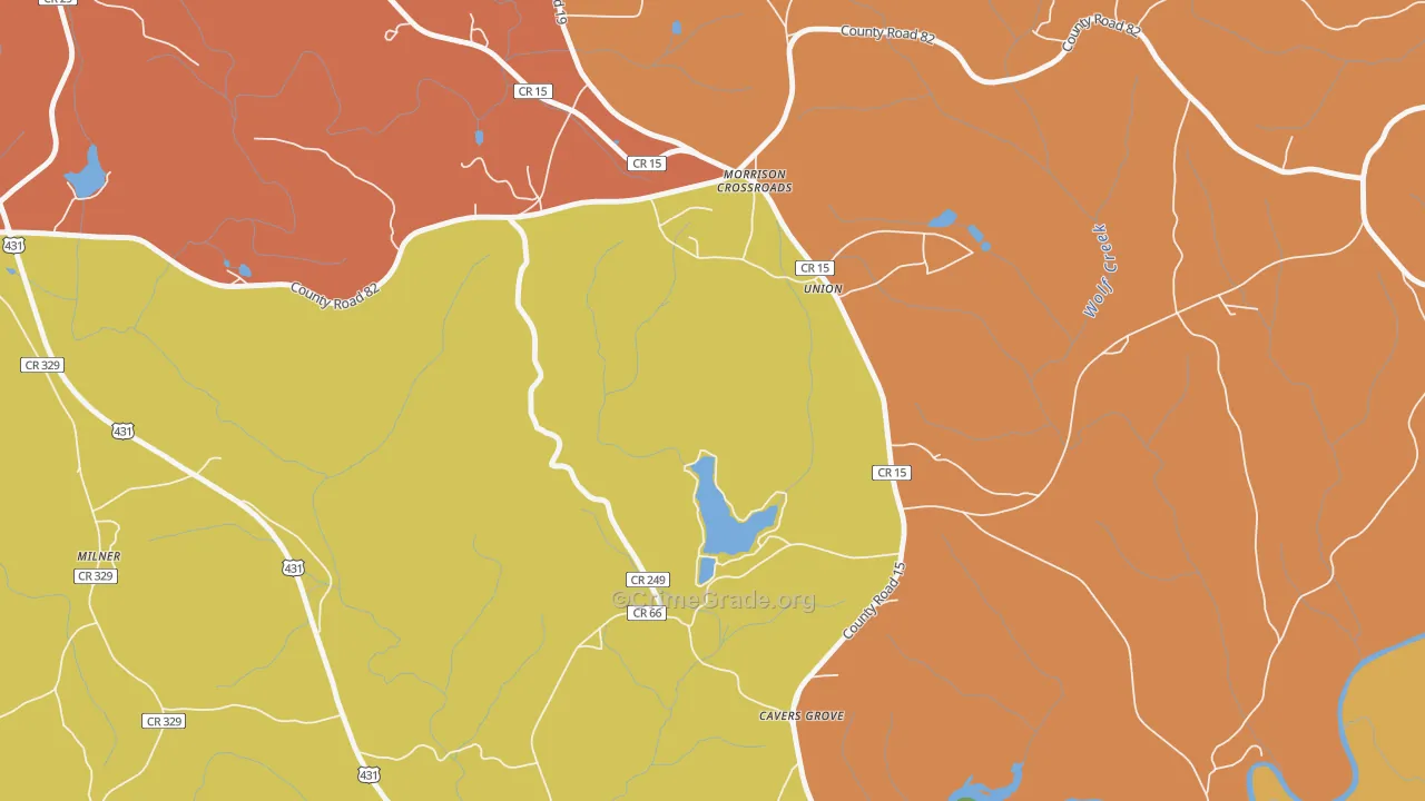 Morrison Crossroads, AL Map of Robbery Rates