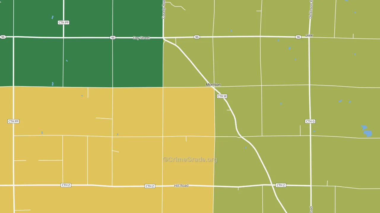 Morrison, WI Map of Robbery Rates