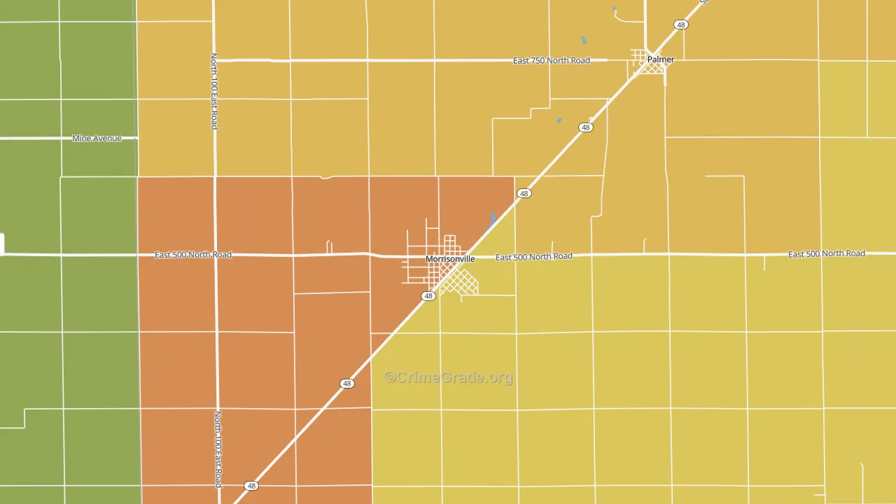 Morrisonville, IL Map of Robbery Rates
