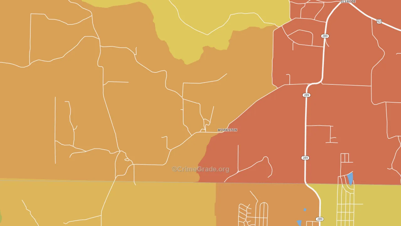 Morriston, AR Map of Robbery Rates