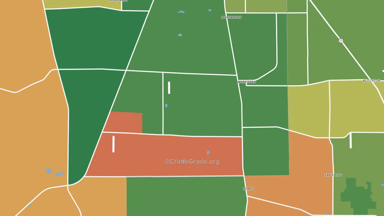 Morriston, FL Map of Robbery Rates