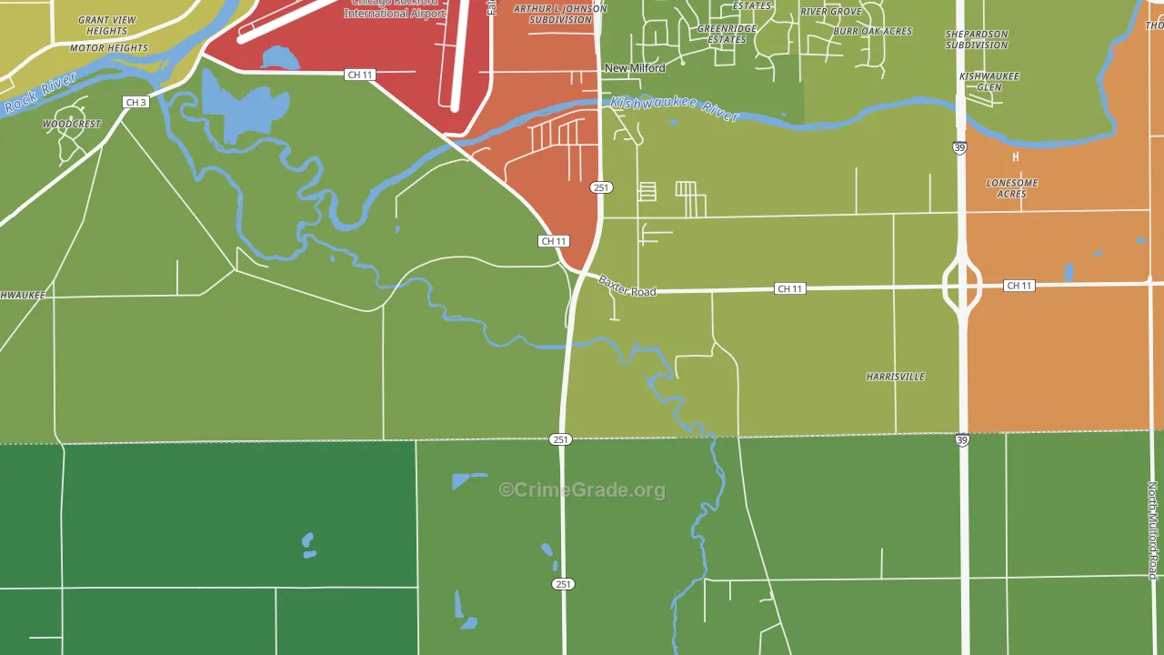 Morristown, IL Map of Robbery Rates