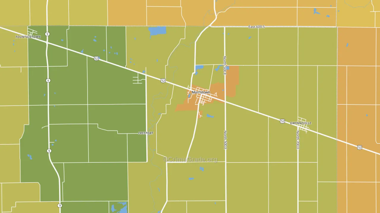 Morristown, IN Map of Robbery Rates