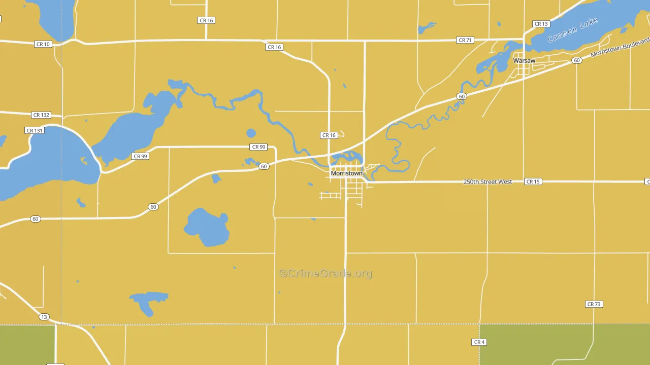Morristown, MN Map of Robbery Rates