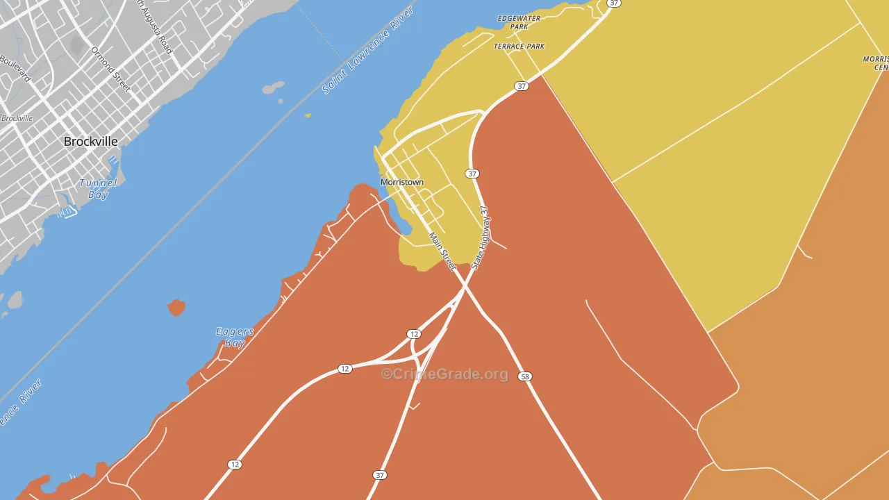 Morristown, NY Map of Robbery Rates