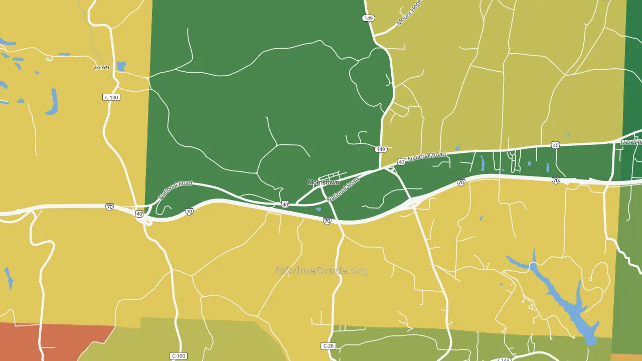 Morristown, OH Map of Robbery Rates