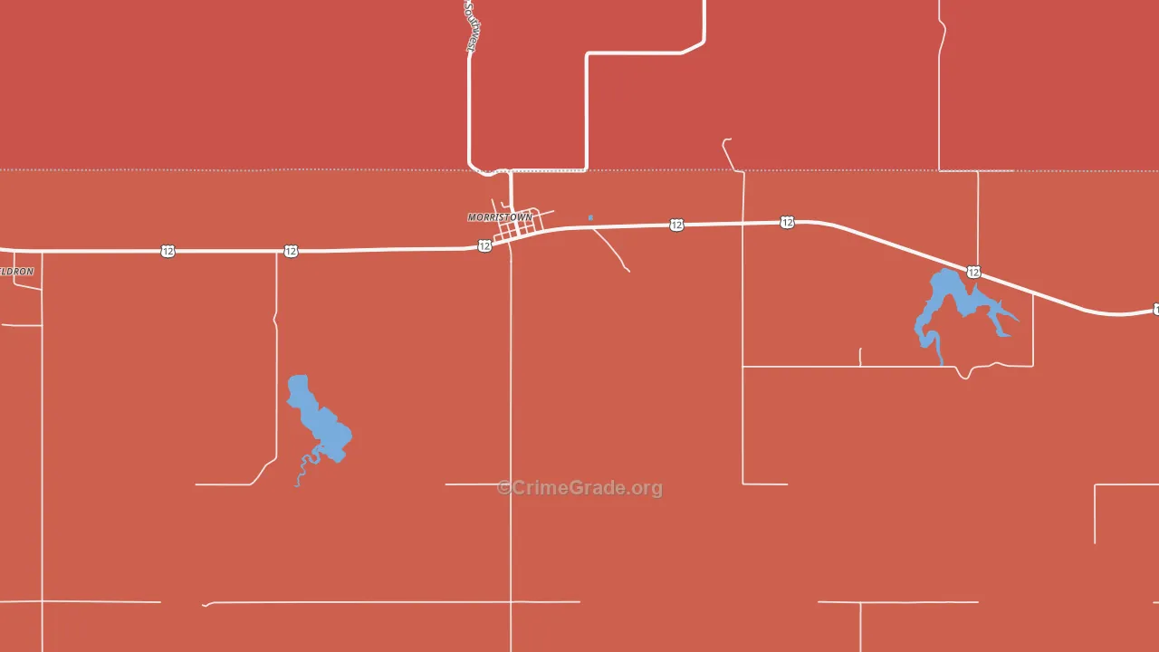 Morristown, SD Map of Robbery Rates
