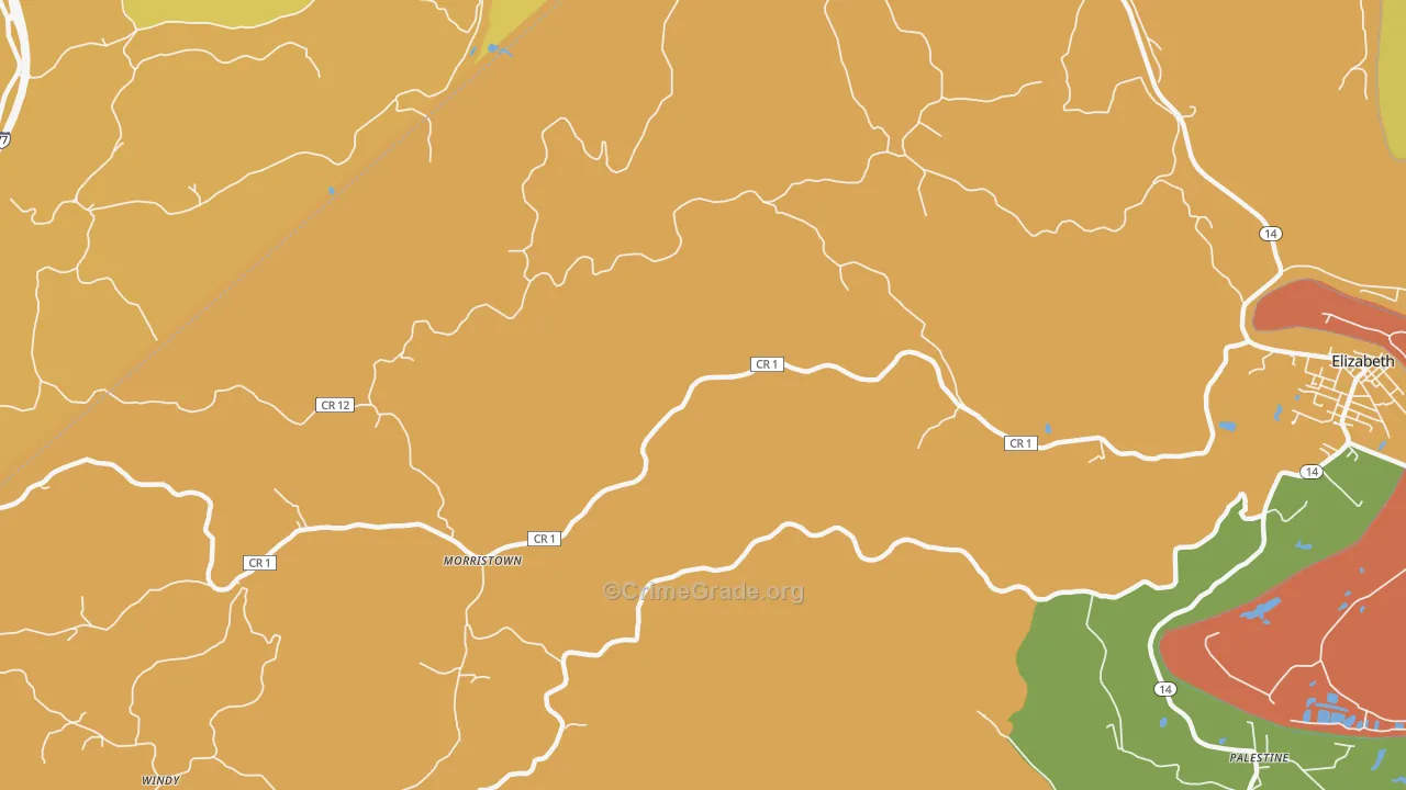 Morristown, WV Map of Robbery Rates