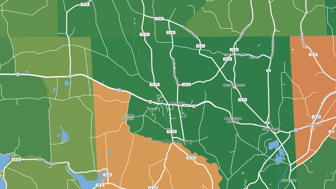 Morrisville, NY Map of Robbery Rates