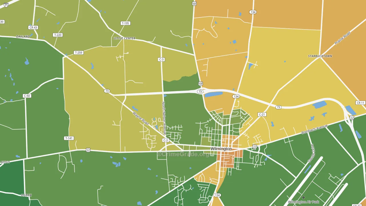 Morrisville, OH Map of Robbery Rates