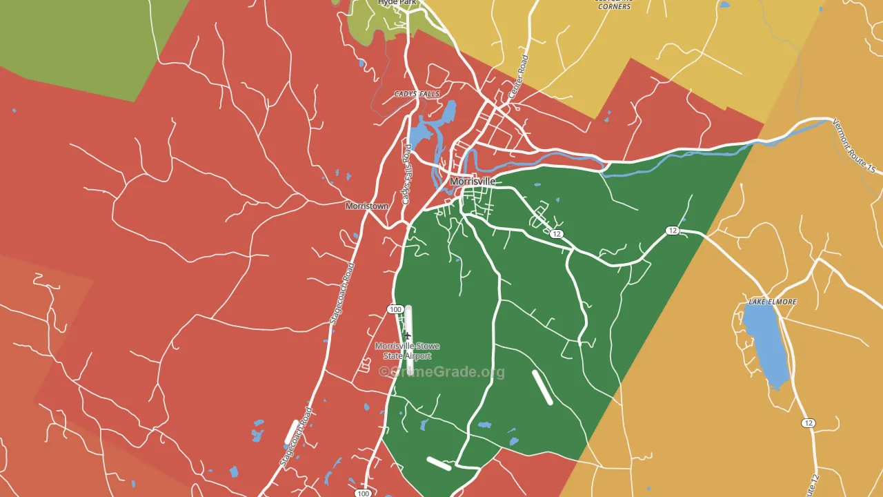 Morrisville, VT Map of Robbery Rates
