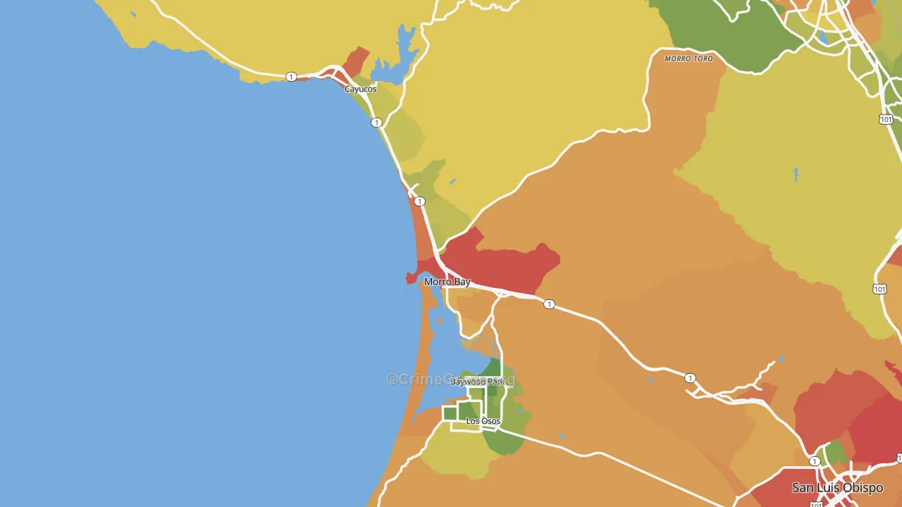 Morro Bay, CA Map of Robbery Rates
