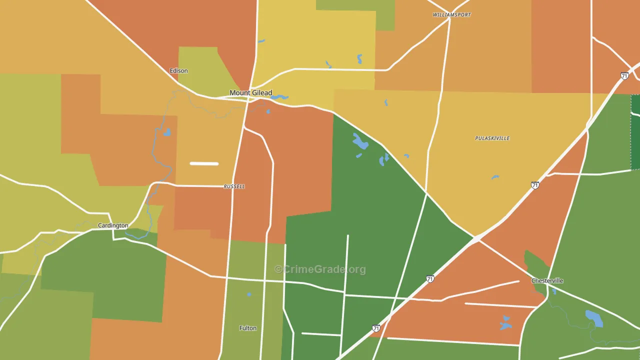 Morrow County, OH Map of Robbery Rates