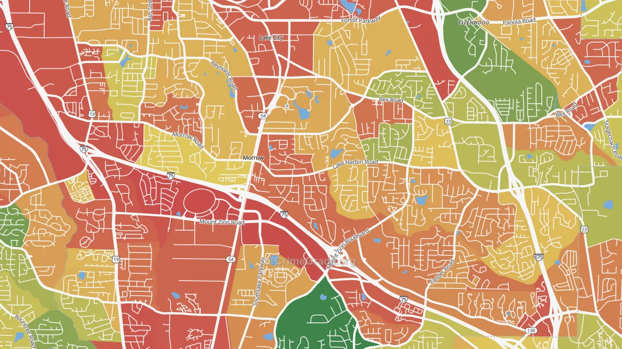 Morrow, GA Map of Robbery Rates