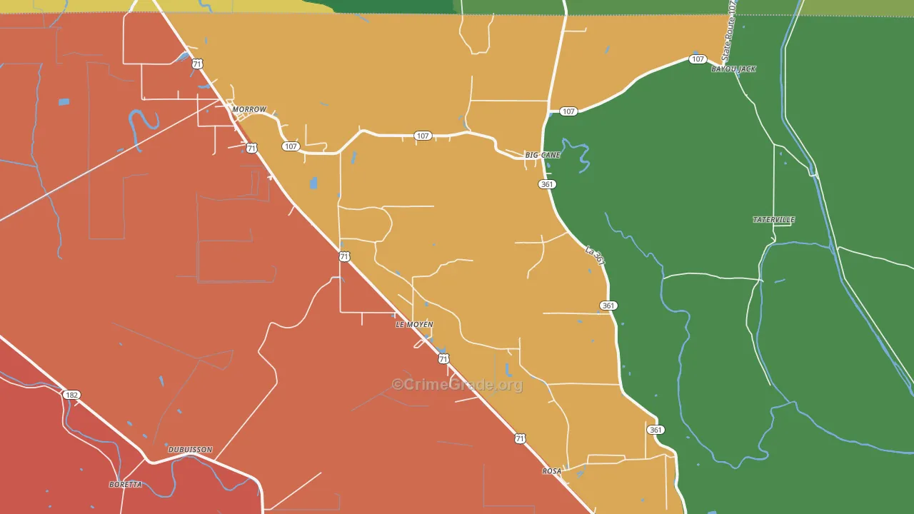 Morrow, LA Map of Robbery Rates
