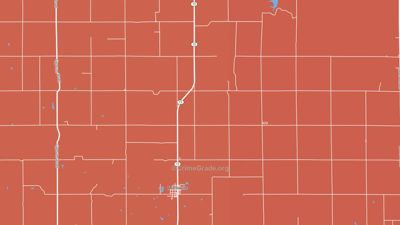 Morrowville, KS Map of Robbery Rates
