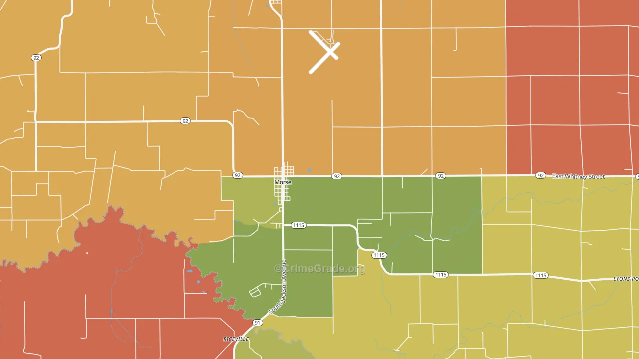 Morse, LA Map of Robbery Rates