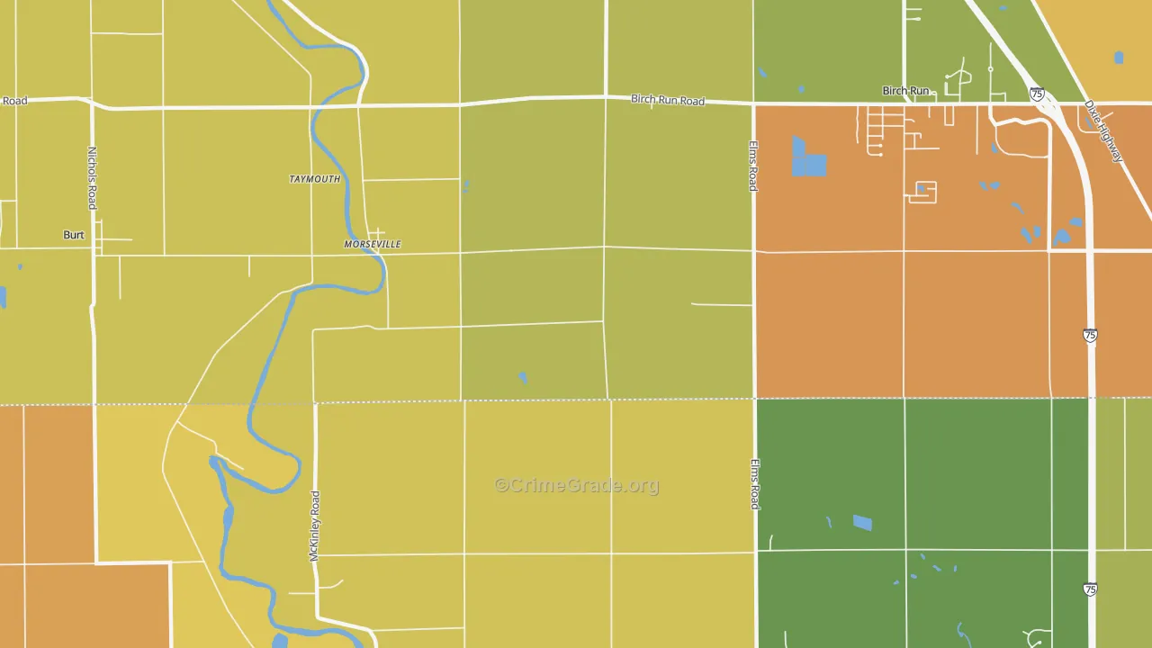 Morseville, MI Map of Robbery Rates