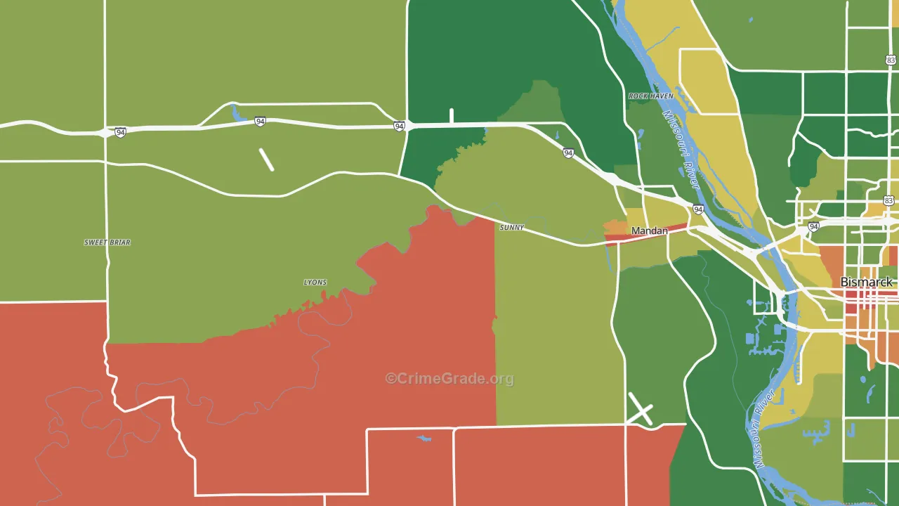 Morton County, ND Map of Robbery Rates